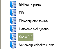 1.) Zamknąć SEE Building LT (ważne!) 2.) Otworzyć Eksplorator Windows i wybrać katalog zawierający biblioteki symboli. 3.) Wybrać plik EIB.cps. 4.) Wybrać polecenie Kopiuj. 5.