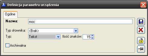 Rys. 6.4 Rodzaje urządzeń, zakładka: Definicje parametrów.