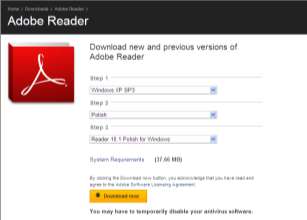 Poniższy rzut z ekranu przedstawia postępowanie w zakresie wyboru domyślnego programu Adobe Reader.