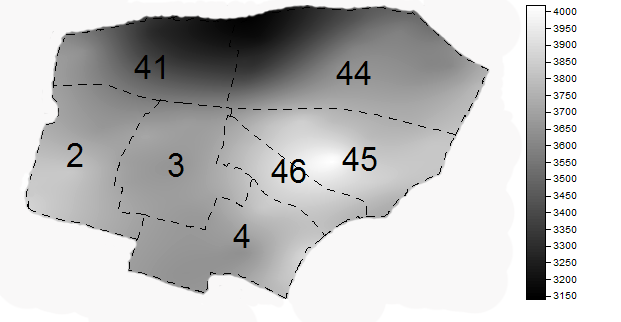 Rys. 3. Semivariogram empiryczny oraz wpasowany w niego semivariogram teoretyczny (model gaussowski) Źródło: opracowanie własne Rys. 4.