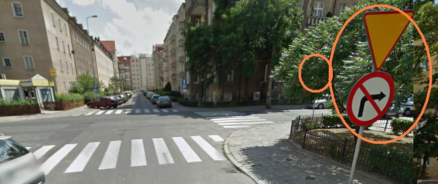 Kolejne problemy Następne chcieliśmy w Siemiradzkiego w prawo na skrzyżowaniu, które na mapie