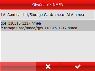 Zapisywanie i odtwarzanie podrózy Dane GPS będą zapisywane w wybranym pliku. Aby przerwać zapisywanie śladu 