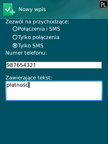 Zawierające tekst fraza kluczowa wskazującą na to, że otrzymana wiadomość SMS nie jest spamem.