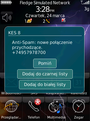 WYBIERANIE REAKCJI NA POŁĄCZENIA PRZYCHODZĄCE Jeżeli wybrano tryb Obie listy (patrz "Tryby modułu Anti-Spam" na stronie 23), Anti-Spam będzie skanował połączenia przychodzące zgodnie z Czarną i Białą