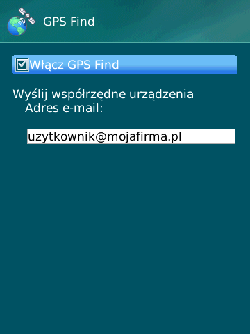 OKREŚLANIE WSPÓŁRZĘDNYCH GEOGRAFICZNYCH URZĄDZENIA Po odebraniu polecenia SMS funkcja GPS Find będzie umożliwiała określenie lokalizacji urządzenia i wysłanie współrzędnych geograficznych w postaci