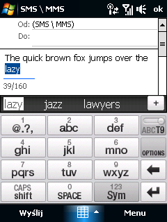86 Wprowadzanie tekstu Wprowadzanie tekstu przy użyciu Małego układu QWERTY 1. Uruchom program, w którym można wprowadzać tekst, np. Word Mobile. 2.