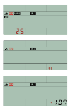 (nie można jednocześnie ustawić czasu i dystansu). TRYB H.R.C (HEART RATE CONTROL) 1. Używając klawiszy UP / DOWN wybierz tryb H.R.C., następnie ENTER w celu 2.