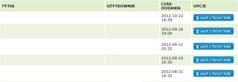 8. FORUM KOŁA Redaktor strony koła ma dostęp do zarządzania forum poprzez wybranie z zakładki FORUM opcję zarządzaj. Rysunek 50. Zarządzanie forum 8.1.