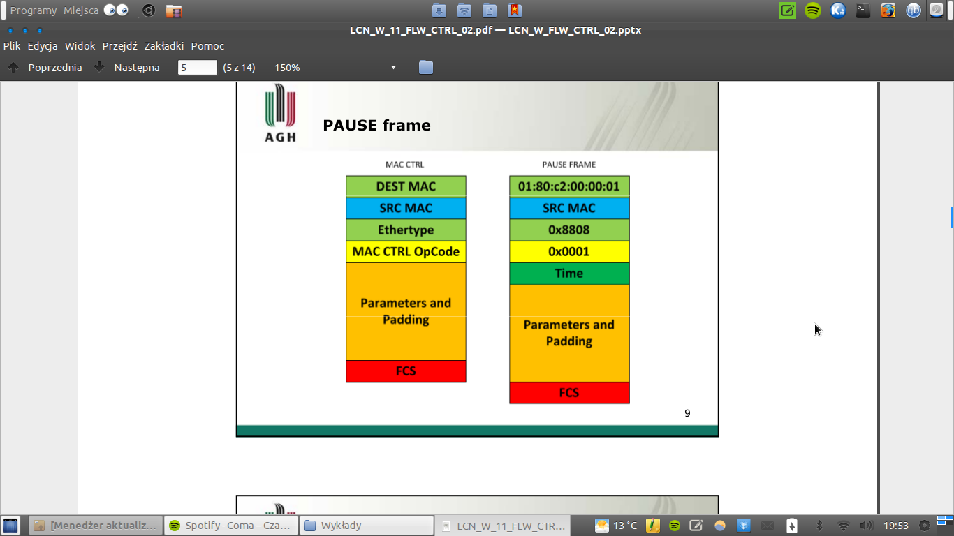 FLOW CONTROL Ethernetowi nie można ufać. Nie mamy potwierdzenia otrzymania ramek, nie mamy feedbacku ze statystykami, nie wiemy czy gdzieś po drodze ramka się nie zgubi.