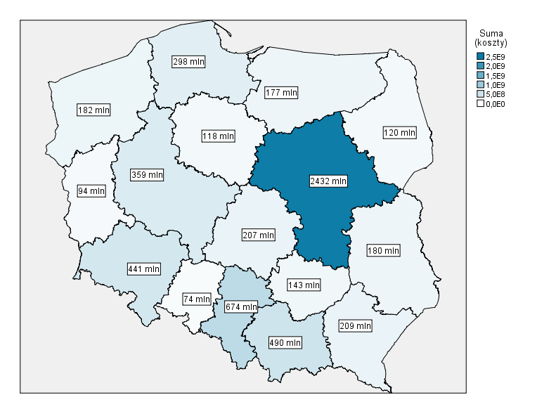 Koszty organizacji pożytku publicznego Dla porównania w 2014 r. łączna suma kosztów poniesionych przez organizacje pożytku publicznego wynosiła 6 202,7 mln zł.