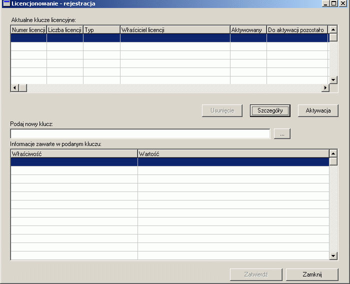 Podstawowe funkcje modułu roboczej przez dwóch różnych użytkowników pochłania 2 licencje); zgoda na uruchomienie tego samego modułu przez tego samego użytkownika na różnych stanowiskach zależy od