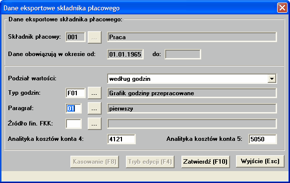 Pola informacyjne z górnej części okna: Dane na dzień pole informacyjne pozwalające określić datę, na jaką mają być wyświetlane dane spełniające pozostałe warunki wyszukiwania.