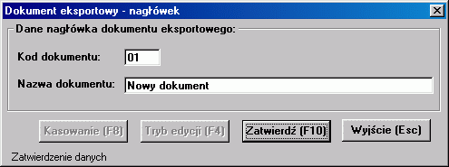 2.1.2 Dokumenty. Opcja Dokumenty służy do zdefiniowania dokumentów, jakie mogą być tworzone podczas eksportu do systemu finansowo księgowego. Można zdefiniować dowolnie wiele dokumentów.