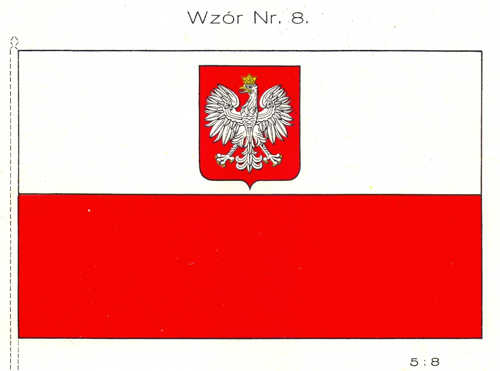 Bandera wojenna wz. 1919 jako znak rozpoznawczy na samolocie lotnictwa morskiego Brandenburg B II naniesiona na szachownicę, gdyż samolot był wcześniej na stanie jednostki lotniczej w Toruniu.