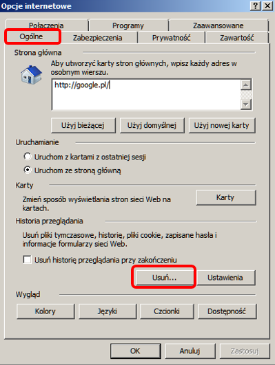 0]; W zakładce [Zawartość] należy wybrać opcję [Autouzupełnianie] a następnie odznaczyć opcję [Nazwy użytkowników i hasła w