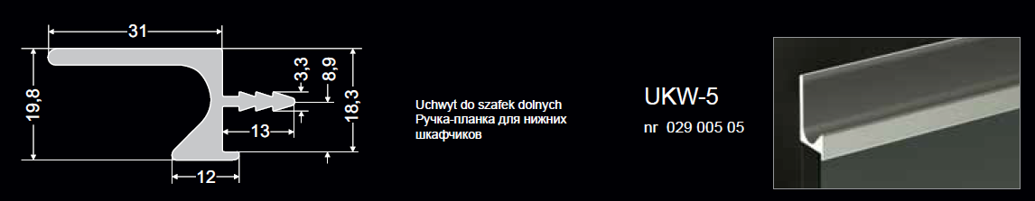 Zabudowa lodówki podblatowej opis mebla: front: wykonany z płyty melaminowanej gr.