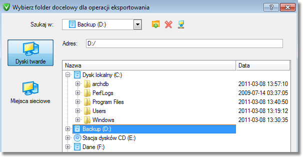 System Backup 2010 24 Podręcznik użytkownika 4. Jeśli migawka zawiera kilka woluminów (tak jak w tym przykładzie), wybierz dodatkowo partycję, na której znajdują się wymagane dane. 5.