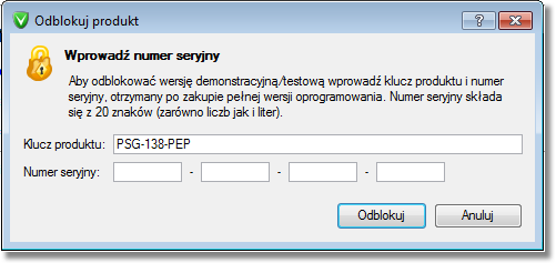 System Backup 2010 32 Podręcznik użytkownika 9 Odblokowanie produktu Domyślnie nasz produkt jest rozpowszechniany jako 30 dniowa wersja