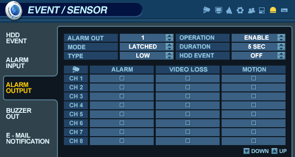 Menu Ustawienia Konfiguracja Systemu ZDARZENIA 1. Usterka HDD HDD PROBLEM Rejestrator może monitorować dyski twarde i wykrywać usterki oraz problemy, mogące mieć wpływ na nagrania.