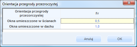 Opis obliczeń sezonowego zapotrzebowania na chłód na cele chłodzenia i wentylacji OBLICZENIOWY WSPÓŁCZYNNIK ZACIENIENIA F sh,ob współczynnik definiowany przez użytkownika lub wyliczany na podstawie