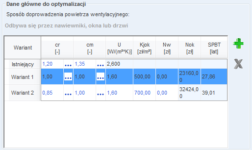 Praca z modułem Audyt 9.2.5.2 Zakładka: Ocena opłacalności Rys 389. Zakładka służąca do oceny opłacalności. 9.2.5.2.1 Dane główne do optymalizacji Rys 390.