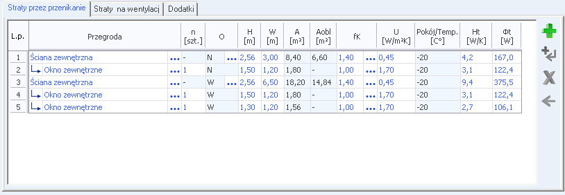 Opis obliczeń strat ciepła w pomieszczeniu pobrania danych z ArCADia ARCH. program automatycznie przeniesie wpisaną w architekturze kubaturę pomieszczenia.