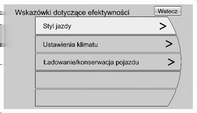 Wskaźniki i przyrządy 91 Informacje o zużyciu energii pokazują się automatycznie po wyłączeniu pojazdu, jeśli aktywna jest funkcja opóźnionego wyłączenia zasilania.