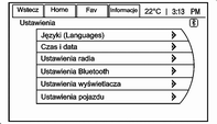 94 Wskaźniki i przyrządy Menu pojazdu zawiera min.