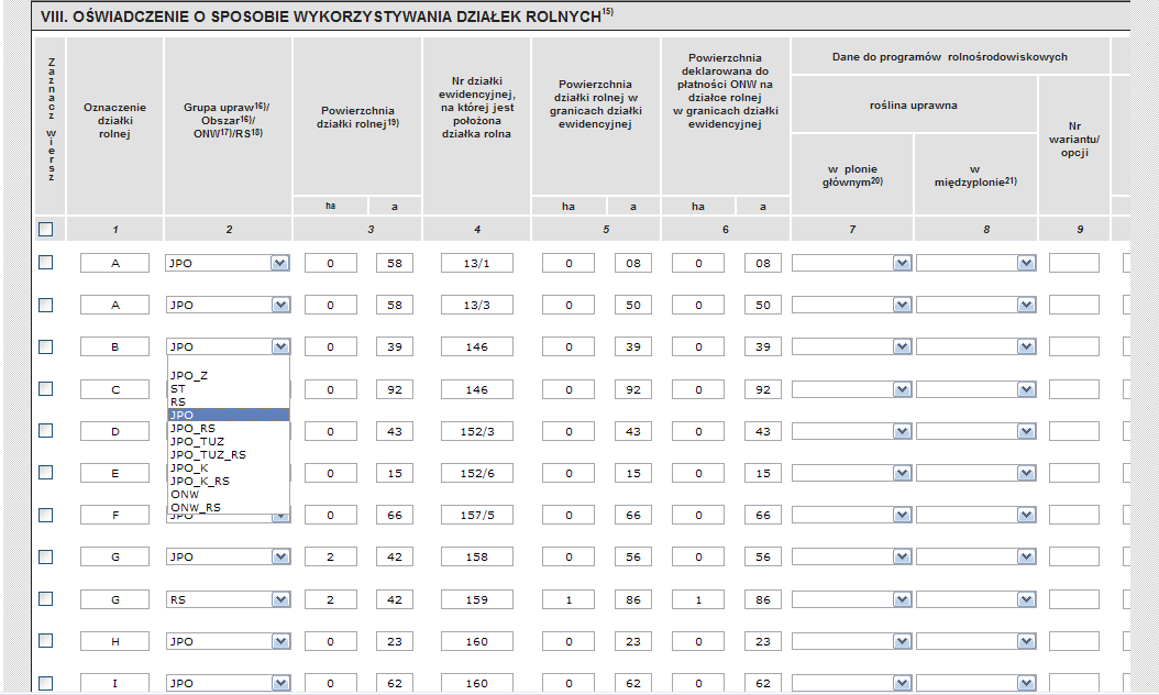 przypadku konieczne jest uzupełnienie danych przed zatwierdzeniem wniosku i wysłaniem go do ARiMR (Ekran 33).