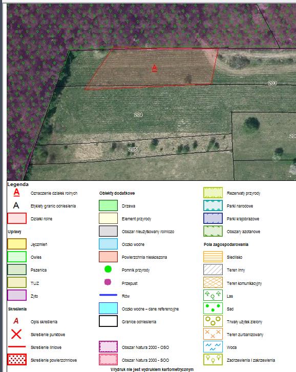 Ekran 67 podgląd wydruku wniosku W celu wydrukowania wniosku wraz z mapami należy sprawdzid w przeglądarce internetowej (ścieżka: