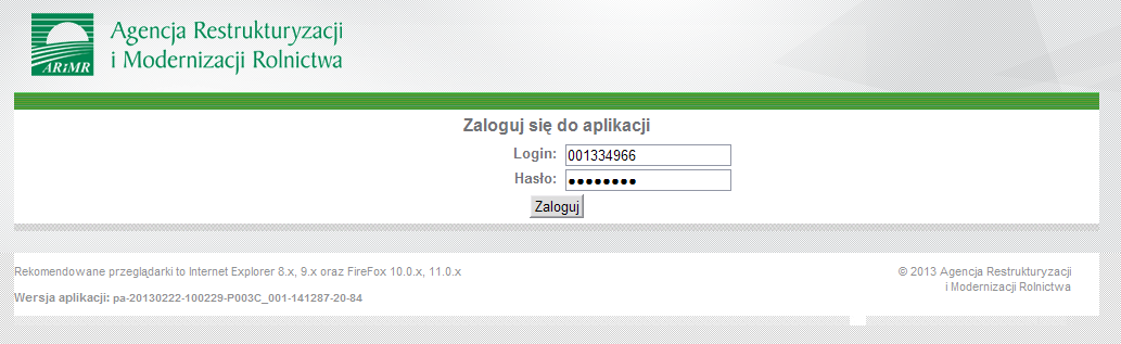 zalogowania i uruchomienia aplikacji, jednak może to powodowad problemy podczas obsługi wniosków.