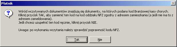 5. W kolejnym kroku kreator rozpoczyna wczytywanie dokumentów lub danych o oddziaach NFZ i ich analiz.