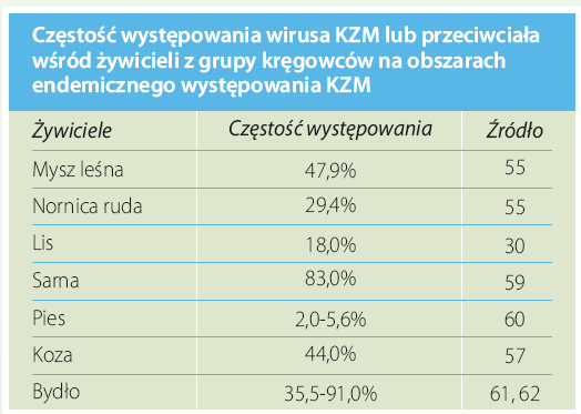 Krążenie wirusa KZM zależy również od liczebności populacji kleszczy oraz ich żywicieli.