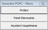 Panel Sterowania Walidacja 1/3 Panel Sterowania jest uruchamiany poprzez naciśnięcie myszka na Panelu Menu. (1) - Na Panelu sterowanie wybrać zakładkę Walidacja.