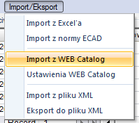 A.2. USTAWIENIA WEB CATALOGU W celu konfiguracji katalogu internetowego należy : otworzyć Katalog aparatów (zakładka przetwarzanie) wybrać Ustawienia WEB Catalog z menu Import/Export Adres bazy