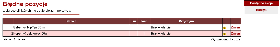 Proces realizacji zamówienia stworzonego w programie aptecznym i wysłanego internetem przez eaptekę 1.