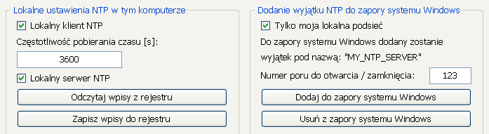 14.5.5. Ustawienie NTP!!! Aby korzystać z poniższych ustawień na komputerach z systemem Windows 7 należy uruchomić program w trybie administratora!