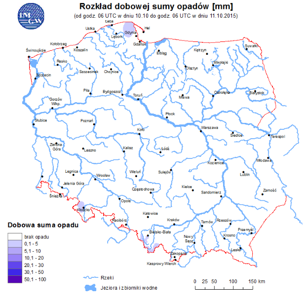 dobowej sumy opadów