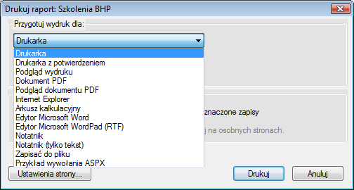 Wydruki Wydruki w programie enova dostępne są zawsze z poziomu menu Plik. Lista dostępnych wydruków zmienia się dynamicznie w zależności od miejsca wywołania.