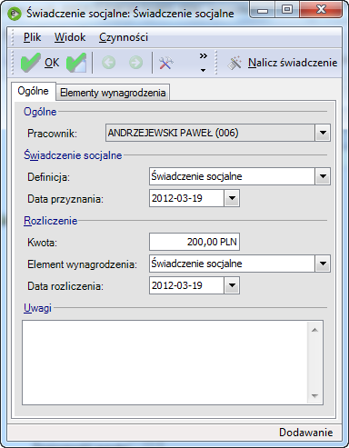 Kadry Pozostałe / Świadczenia socjalne Program wspomaga pracę działu socjalnego.