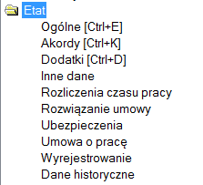 Etat Pełny proces zatrudniania pracownika (etat) wymaga uzupełnienia