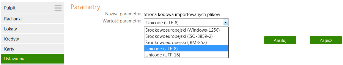 niezbędne jest wypełnienie pól takich jak: Separator, Rachunek nadawcy, Rachunek odbiorcy, Kwota, itp... System nie pozwoli zapisać formatu bez któregoś z wymaganych pól. 14.