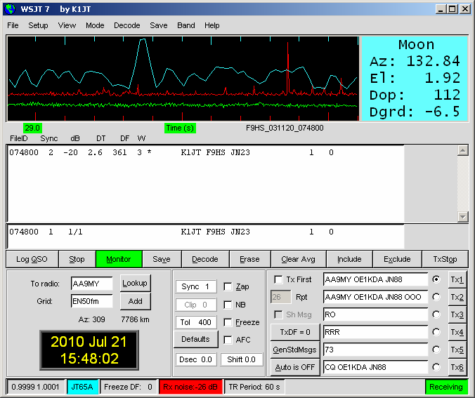 JT65 W emisji JT65 dostępne są trzy warianty: JT65A, JT65B i JT65C. Są one zasadniczo podobne do siebie i różnią się tylko zależnościami czasowymi. Szczegóły podane są w dodatku A.