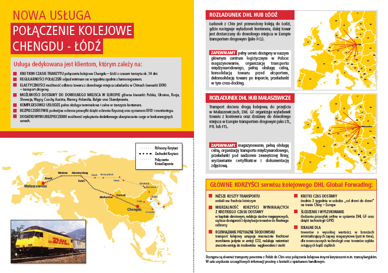 WORLD LETTER NOWY SERWIS KOLEJOWY DHL GLOBAL FORWARDING W 14 DNI Z CHIN DO ŁODZI!