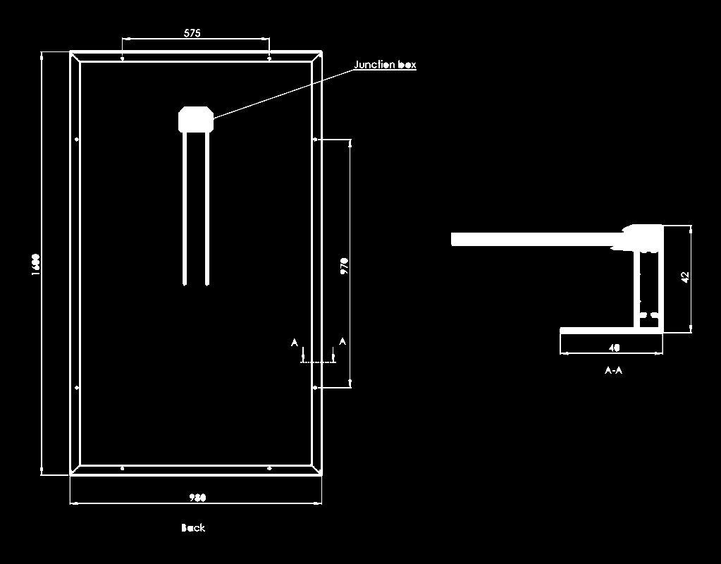 Dane modułu Dane techniczne 135 150 165 Moc szczytowa (Wp) Tolerancja