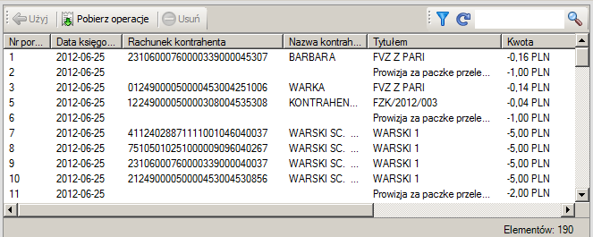 Symfonia Mała Księgowość 2013.1 12 Po wykonaniu operacji rozrachunki w oknie kartoteki pieniędzy, dla których przesłano przelewy do programu Symfonia e-dokumenty zostają oznaczone na liście symbolem.