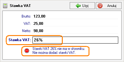 Symfonia Mała Księgowość 2013.1 5 Po wyborze podstawy obliczeń należy przyciskiem polecenia Kalkulacja stawki VAT, otworzyć dialog Kalkulacja stawki VAT.