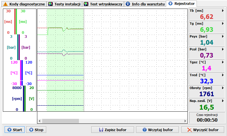 5.13 Zakładka Rejestrator Rejestrator to narzędzie do obserwacji parametrów instalacji w dłuższym okresie czasu.