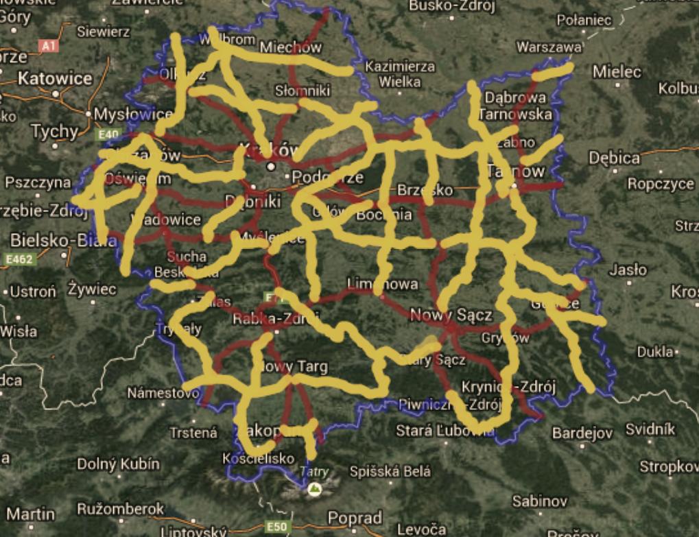 Drogi Wojewódzkie w Małopolsce Łącznie