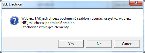 Jeśli ma zostać zmieniony arkusz formatowy i wyczyszczony dokument należy wybrać Tak (Yes). Jeśli ma zostać zmieniony arkusz formatowy na dokumencie bez zmiany jego zawartości należy wybrać Nie (NO).